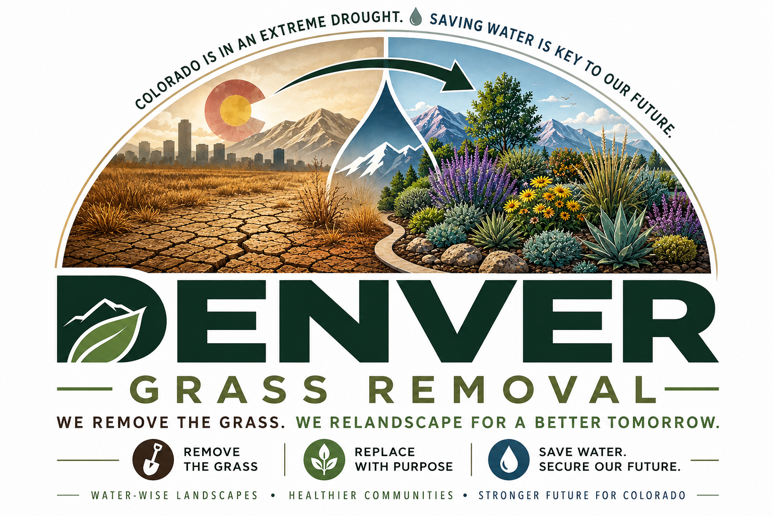 Denver Grass Removal water-wise landscape transformation concept